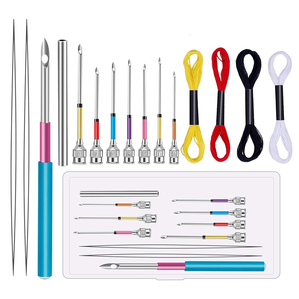 HASTHIP® 15 Pcs Tufting Punch Needles Kit for Women Girl with Different Thickness Pinholes,Embroidery Stitching Punch Needle for Cross Stitch Tools Knitting Needle Art Handmaking Sewing