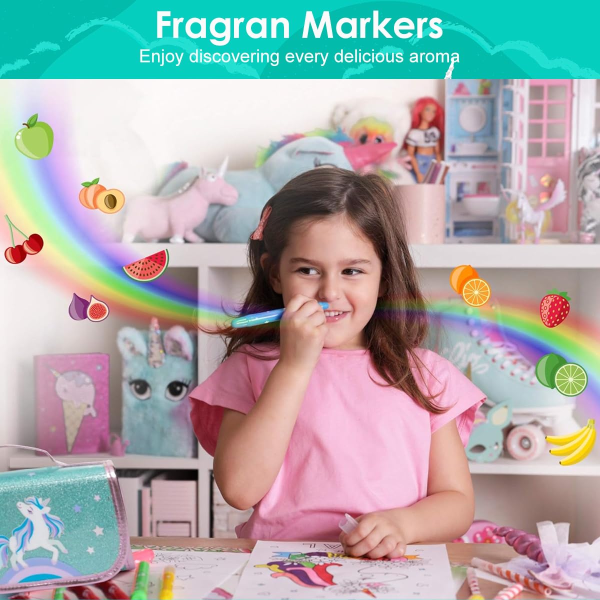 PATPAT Acrylic Markers Set for Kids with 44 Pcs Washable Non-Toxic Pens | Unicorn Gift for Girls