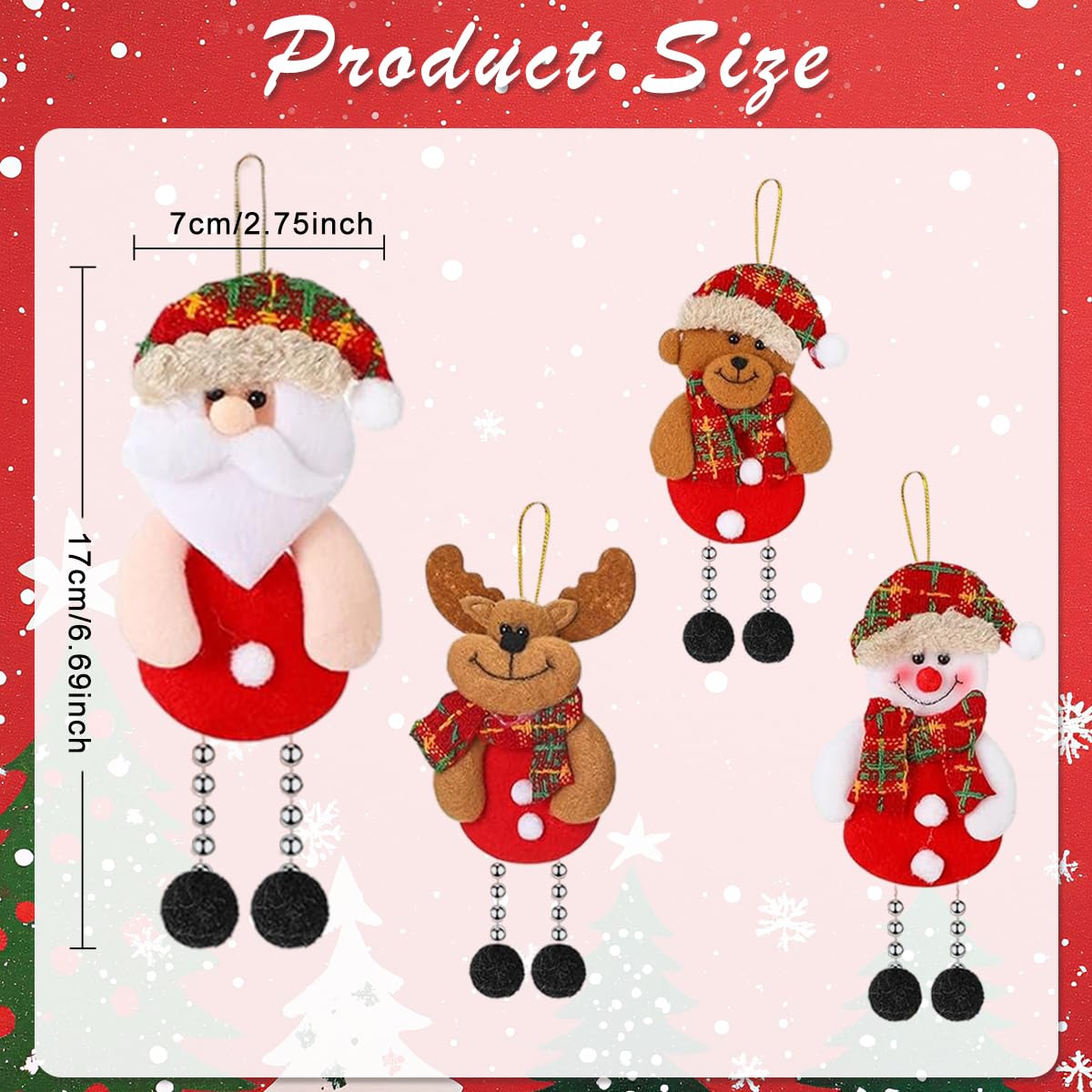 HASTHIP® 4Pcs Christmas Tree Ornaments Cartoonish Christmas Hangings Christmas Home Decor Snowman Elk Santa Claus Hangings Christmas Ornaments for Christmas Tree, Door, Window, 17x8cm