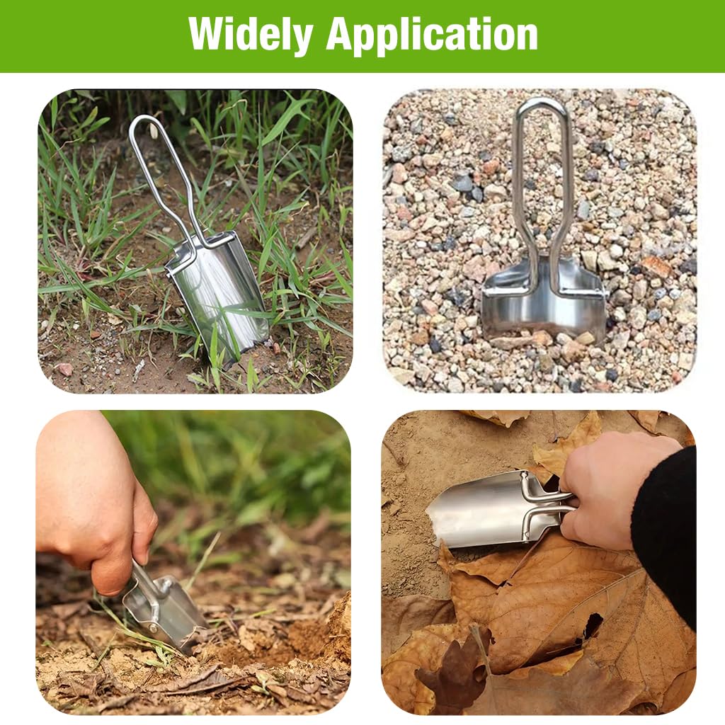 HASTHIP Portable Camp Foldable Shovel for Gardening with Loop Grip Handle and 22 cm Stainless Steel Blade | Includes Storage Bag