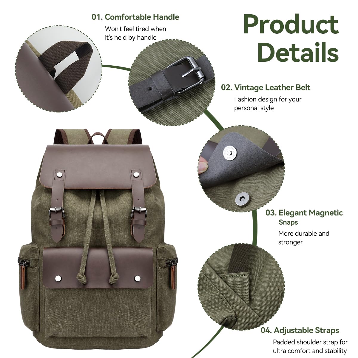 ZIBUYU® Travel Backpack Fashion Vintage Canvas Backpack for Men Women Backpack Business Laptop Backpack Multi Purpose Backpack for Travel, Office, School