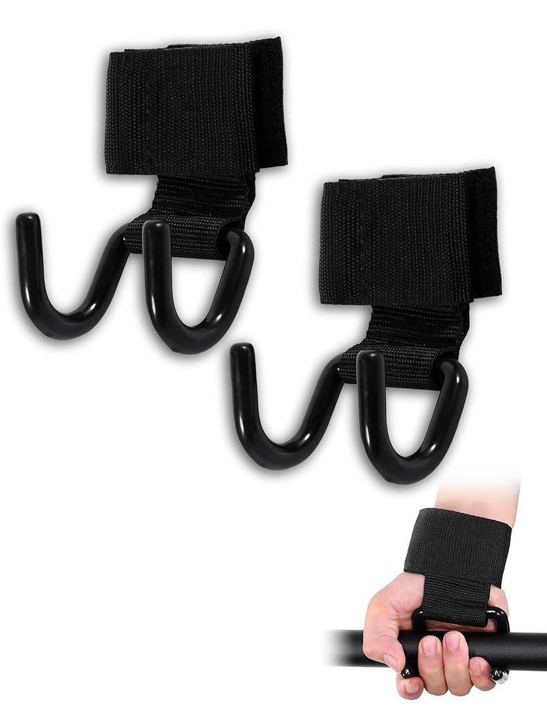 Proberos® 2Pcs Weight Lifting Hooks Metal Wrist Hooks Assisted Weight Lifting Hooks Deadlift Hooks Pull-up Lifting Hooks with Adjustable Hook and Loop Closure Wrist Band