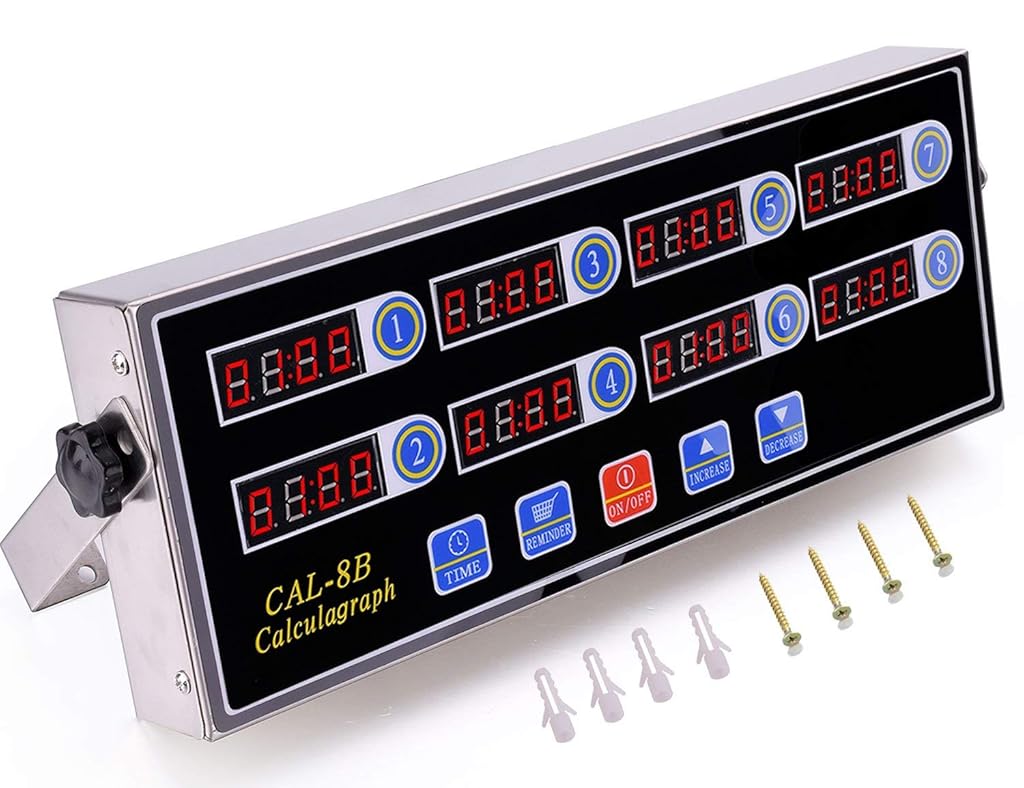 HASTHIP® Commercial 8 Channel Kitchen Timer Digital Restaurant Timers, Professional Loud Alarm Cooking Reminder