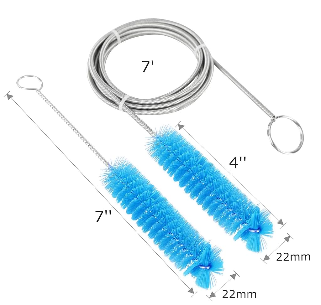 Serplex® 6.5Ft Flexible Stainless Steel CPAP Tube Cleaning Brush with 7'' Spiral Brush, 7 Inches Handy Stainless Steel Wire Bristle Brush its for Standard 22mm Diameter Tubing 3 PCS