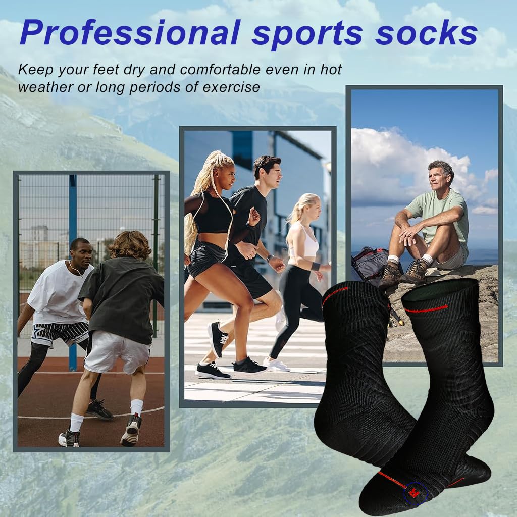 PROBEROS Sport Socks for Men and Women with Anti Slip Grip and Cushioned Heel | 3 Pairs Black