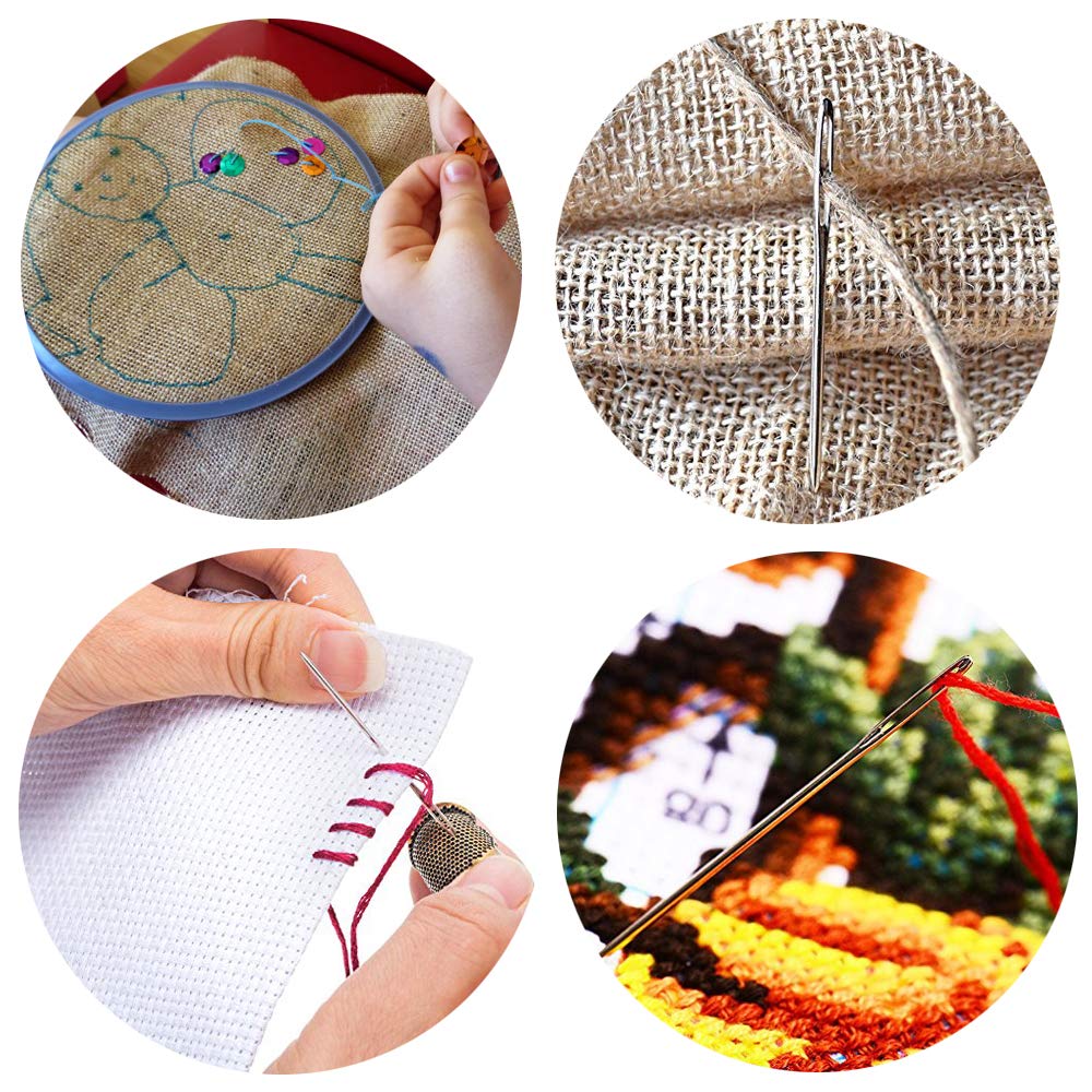 HASTHIP Crochet Needles Set for DIY Crochets featuring Large Eye Design and 9 Pcs Stainless Steel | with Transparent Storage Bottle