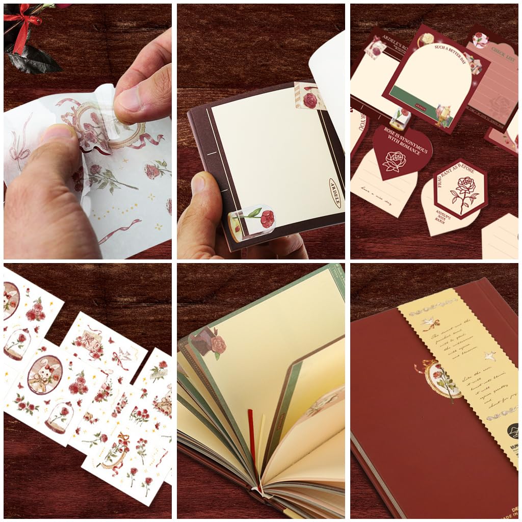 HASTHIP Vintage Journal Kit for Scrapbooking and Gifting with 67 Pcs Set | Fairytale Garden Theme