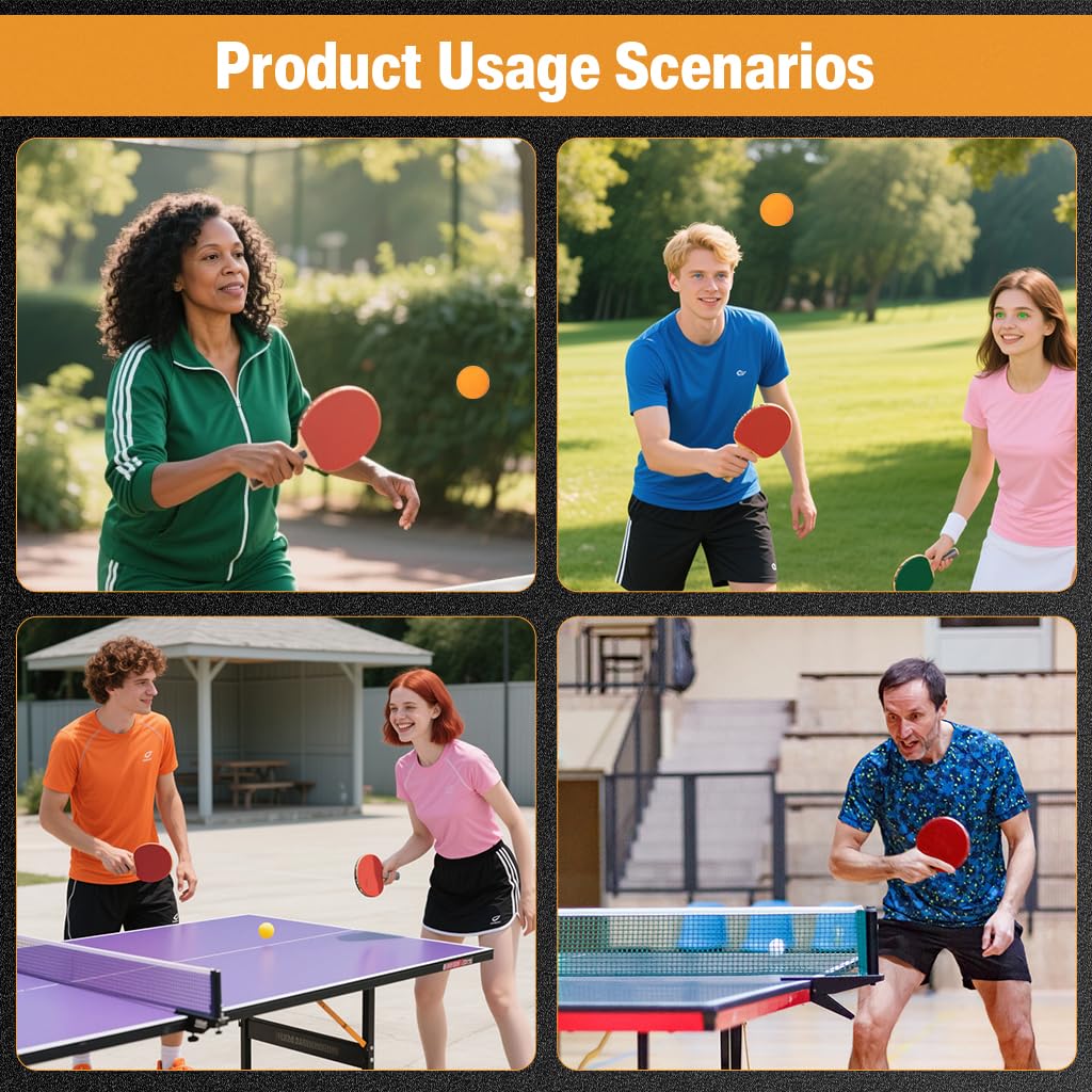 Proberos Table Tennis Racket Set for Kids with 3 Balls and Ergonomic Handles | 5 Ply Basswood Blades