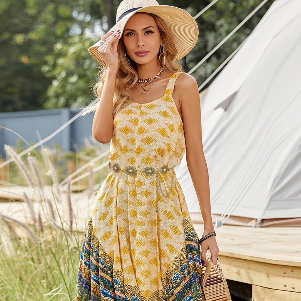 PALAY Belt for Women Dresses with Golden Metal Concho Chain for Saree and Boho Style