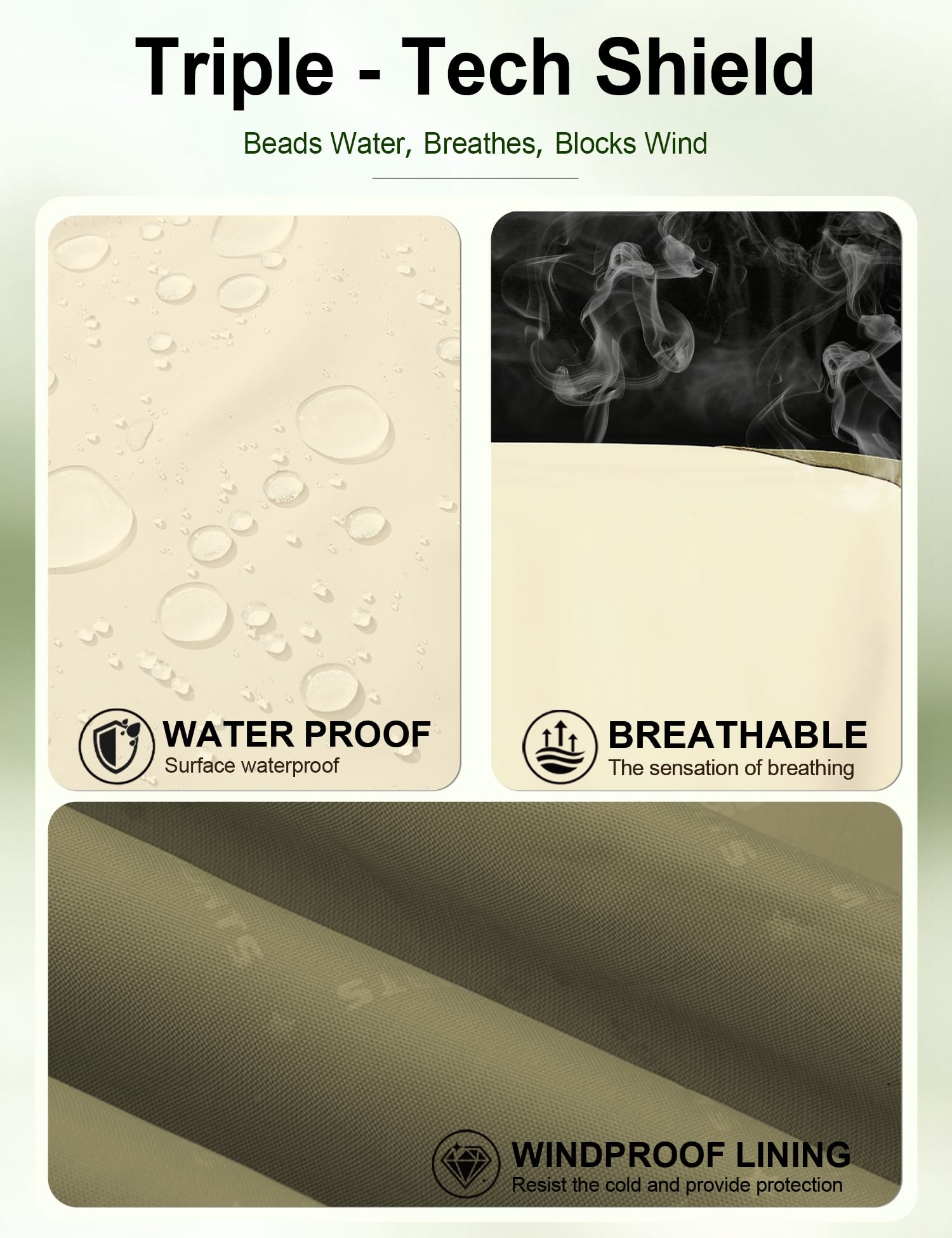 Venzina Men's Lightweight Jacket for Hiking and Cycling with Reflective Sleeves | Water‑Repellent Breathable Windbreaker in Army Green