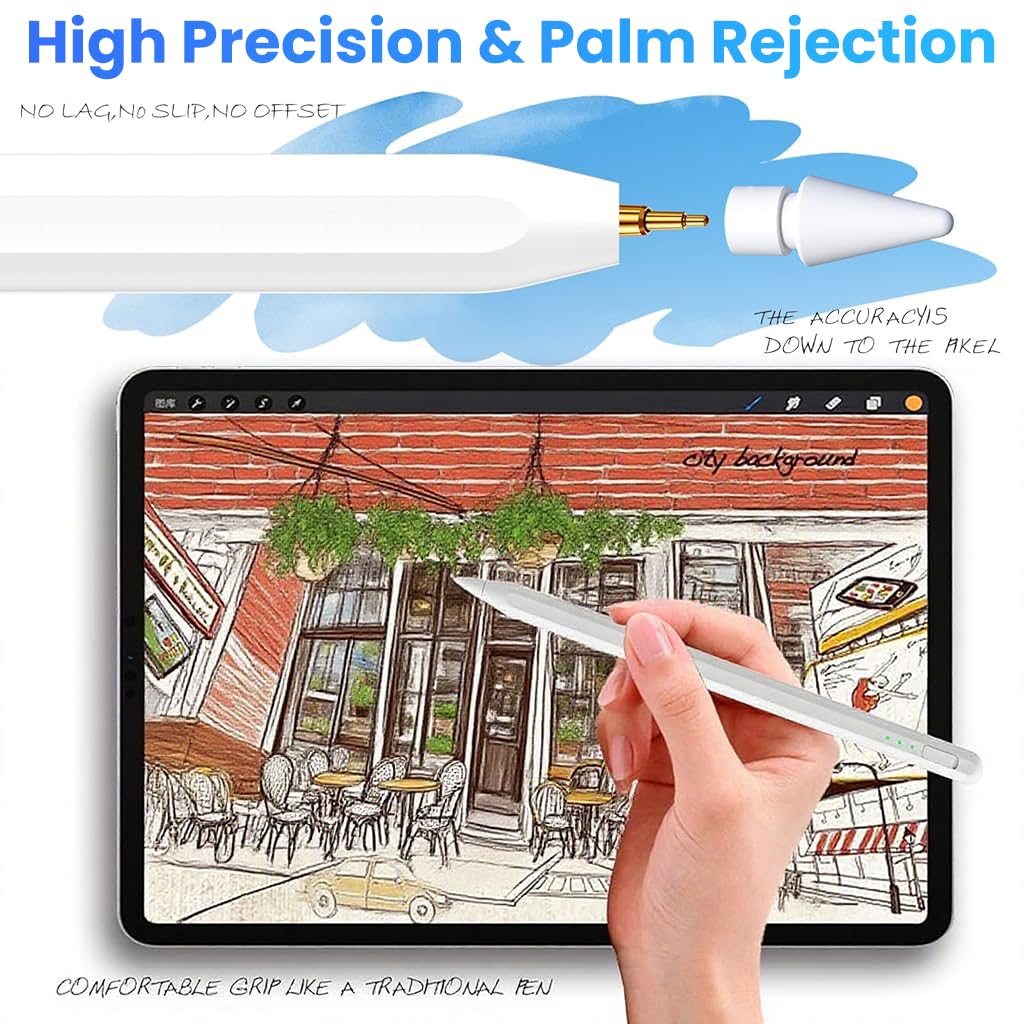 ZORBES Stylus Pen for iPad 11 and 10th Gen with Palm Rejection and Magnetic LED Display | Fast 14min Charging