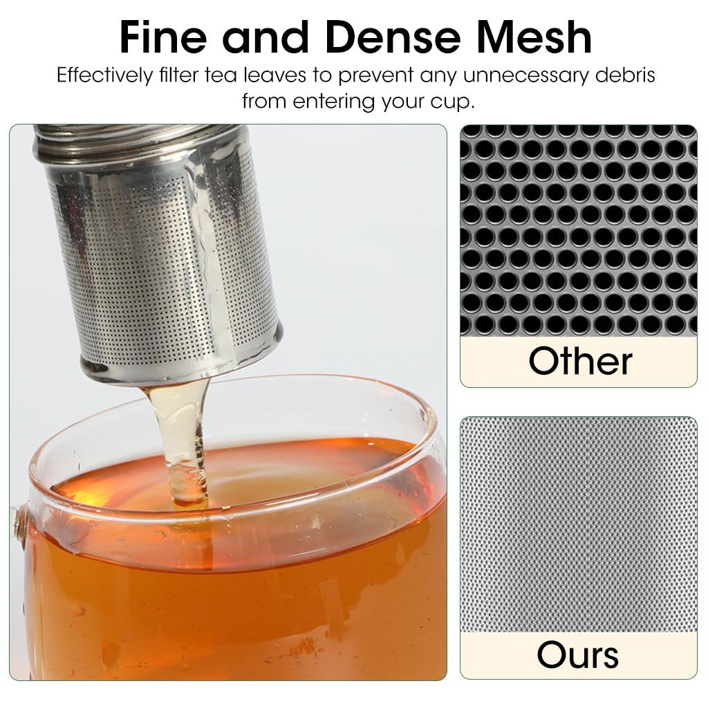 Zeitel Tea Infuser for Loose Leaf and Herbal Teas with Fine Mesh Tray 41x56mm | 304 Stainless Steel