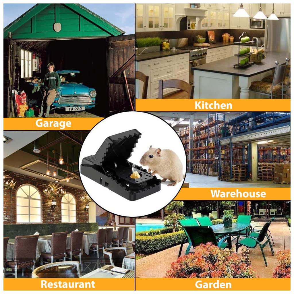 Supvox Rat Traps for Indoor and Outdoor Use with Quick Trigger & 4pcs 14×7.5×7.3cm Design