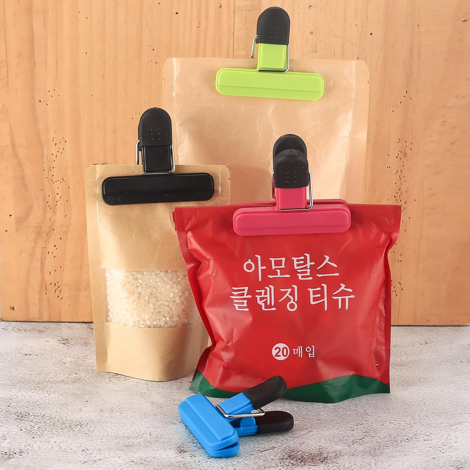 Zibuyu Food Bag Clips Set for Kitchen and Office with 12 3in Clips featuring Spring Seal | Colorful Anti Slip Rubber Handles