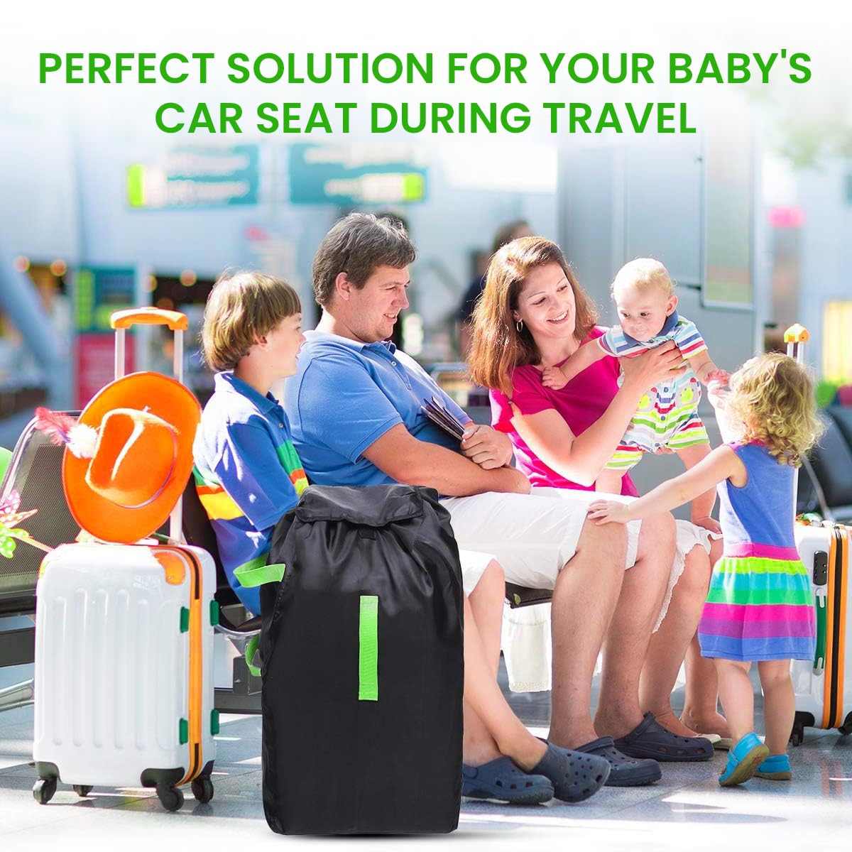 SNOWIE SOFT Carry Bag for Baby Car Seat with Handles and Shoulder Strap 420D Oxford Cloth | Dustproof Gate Check Storage for Stroller Travel