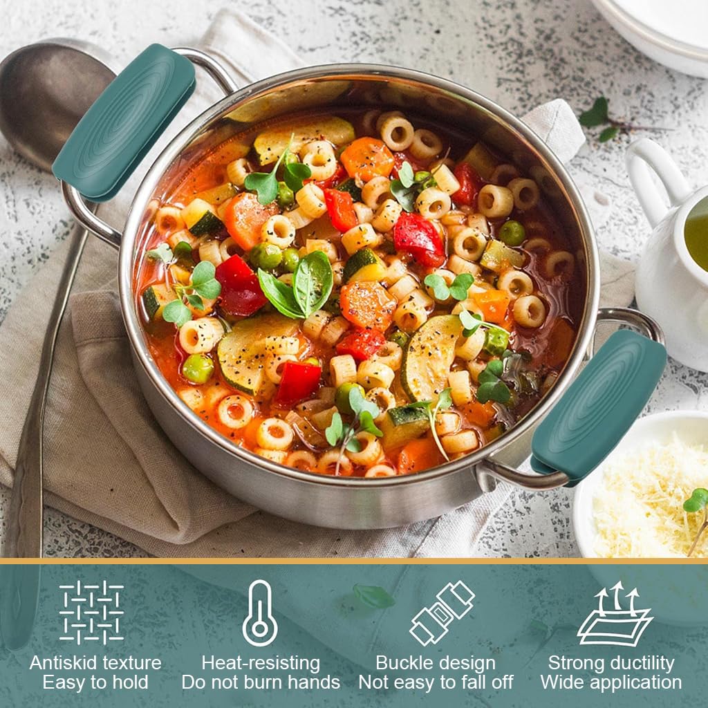 Supvox Silicone Handle Grips for Cast Iron Tawa with Snap-On Anti-Slip Design | 2 Pairs