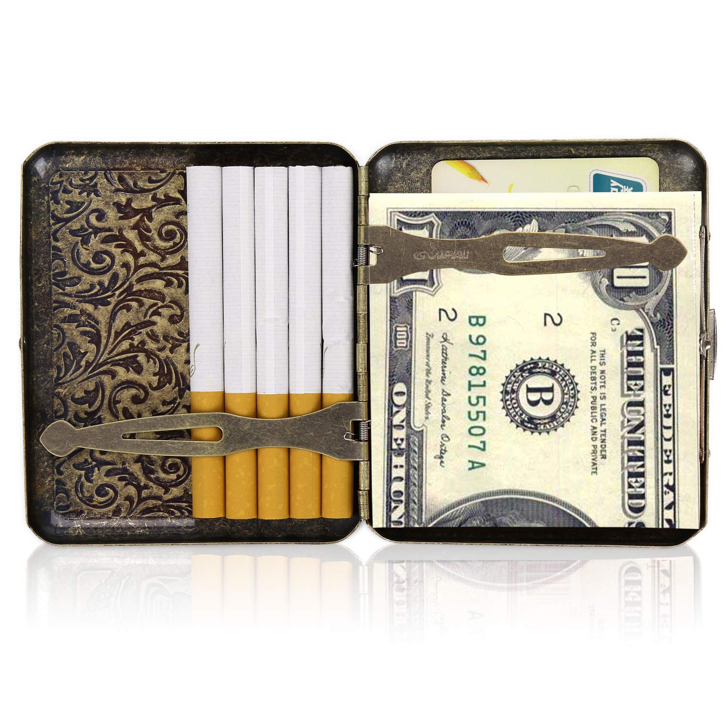 ELEPHANTBOAT® 1 Piece Retro Portable Cigarette Case Grass with Gift Box for 20 Cigarettes,Gifts for Men