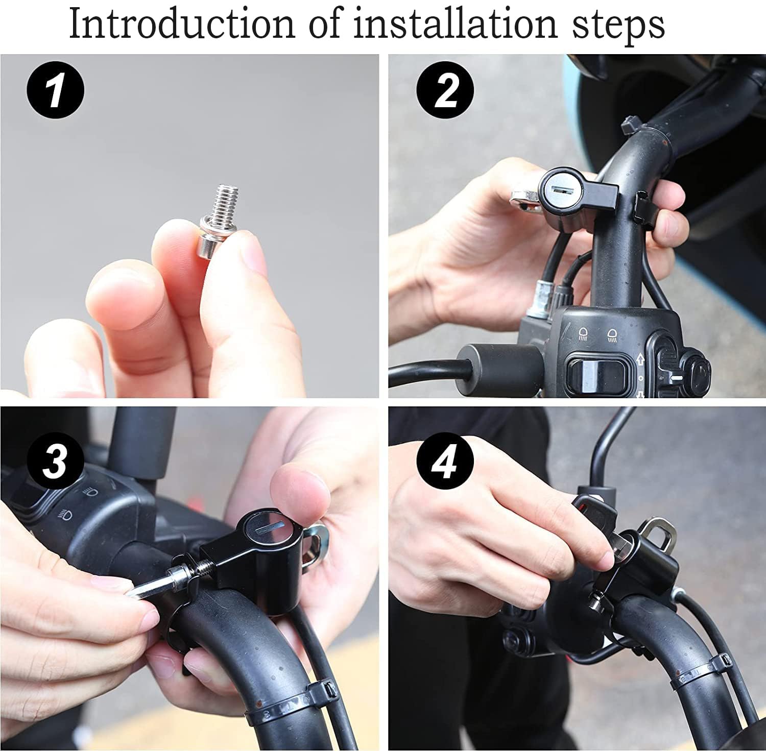 STHIRA Helmet Lock for Motorbike 22–28mm Handlebars featuring Anti-Theft Design | Aluminum Alloy 3 PCS Set