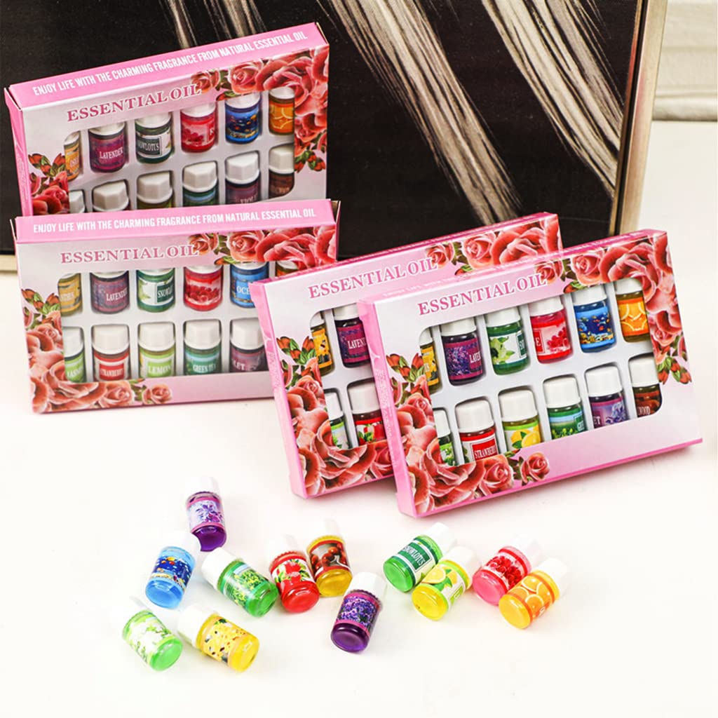 HASTHIP Aroma Diffuser Oil Set for Relaxing Home Use with 12 Natural Scents 3ml Each | Water Soluble