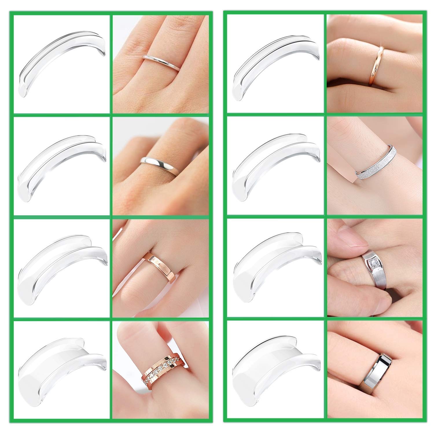 PALAY® 8pcs Invisible Ring Size Adjuster,Ring Sizes Reducer Invisible Invisible Ring Size Adjuster for Wide Loose ings, Fit 1-10mm Width Rings(8 sizes) For Unisex Adult