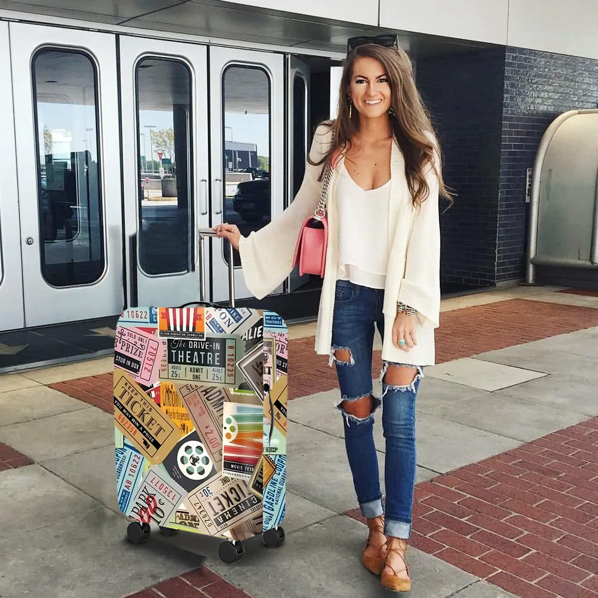 GUSTAVE Protective Luggage Cover for 26–28 in Suitcase with Handle Cutouts and Elastic Spandex Fabric | Washable Dust and Scratch Protection for Travel