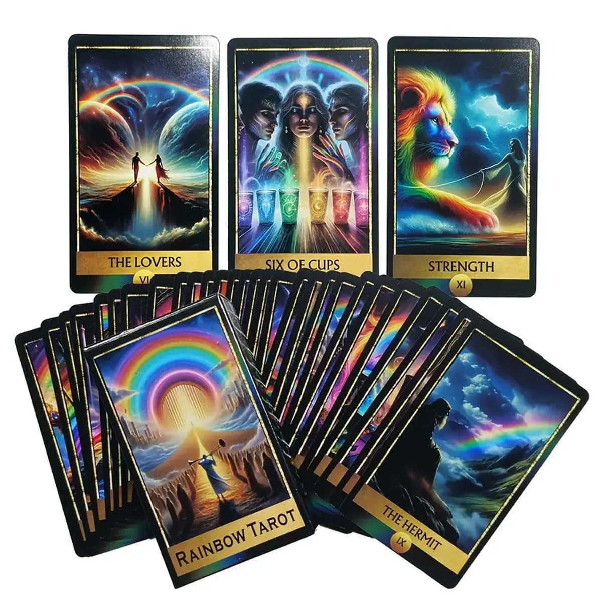 PATPAT Rainbow Tarot Cards for Beginners with 78 Pcs Deck Featuring Vibrant Art | Intuitive Readings and Group Play