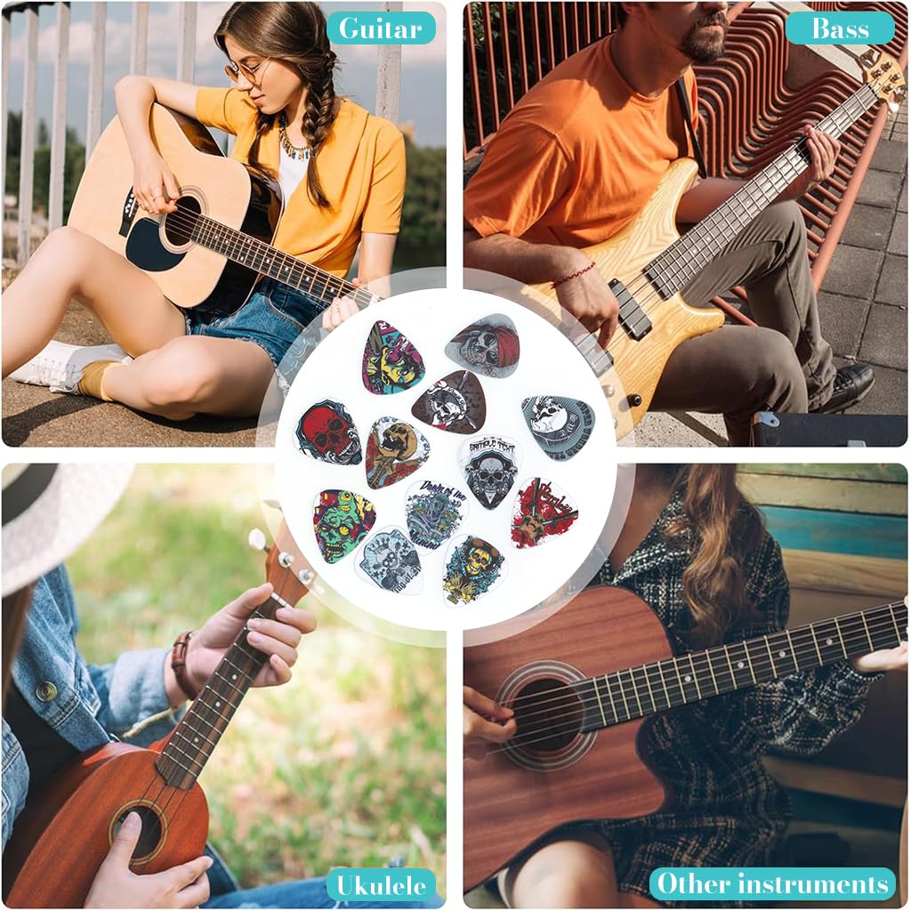 ZIBUYU Guitar Picks 24PCS 1mm Medium Heavy for Electric and Acoustic Guitar | Smooth Ergonomic Grip