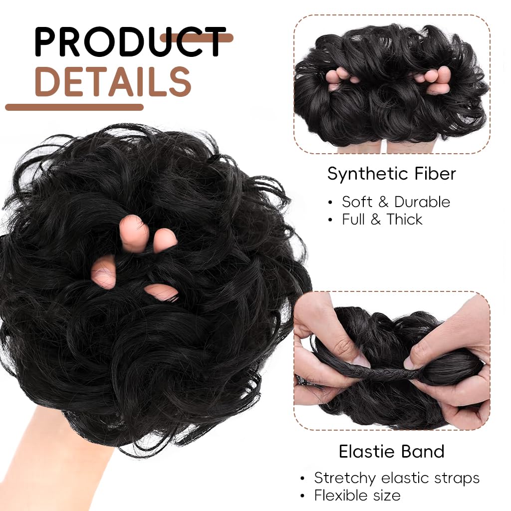 Zibuyu Hair Bun for Women with Heat Resistant Synthetic Fibers in Natural Black | Effortless Updo for Daily Wear and Parties