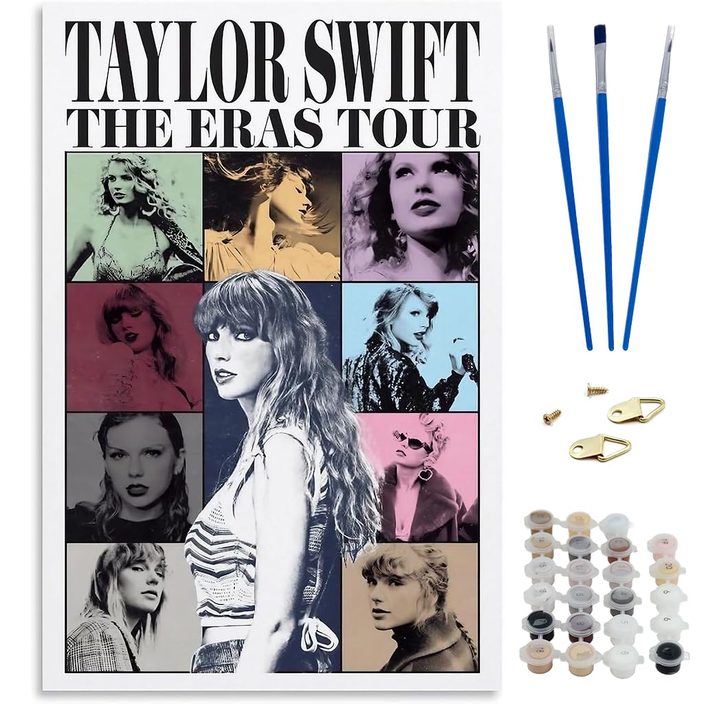 HASTHIP Taylor Swift Paint by Numbers Kit for Adults with Acrylic Paints 16x24 inch | DIY Wall Art Gift
