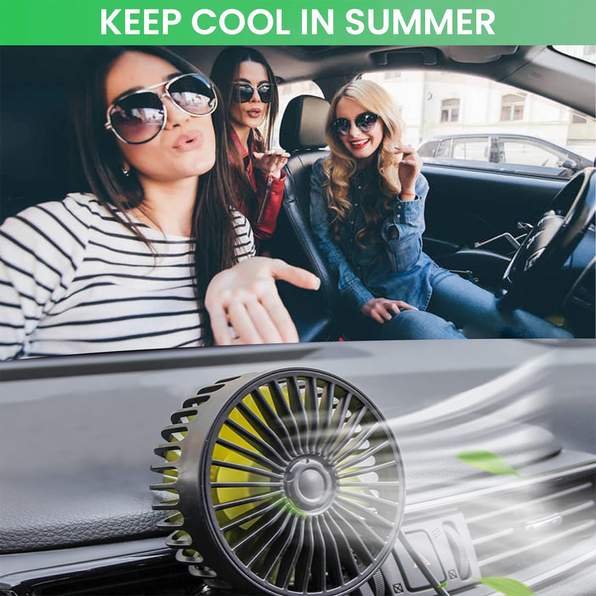 HASTHIP USB Car Fan for Air Vent with 3.39 in 5 Blade Clip On Design and ABS Build | 3 Speeds