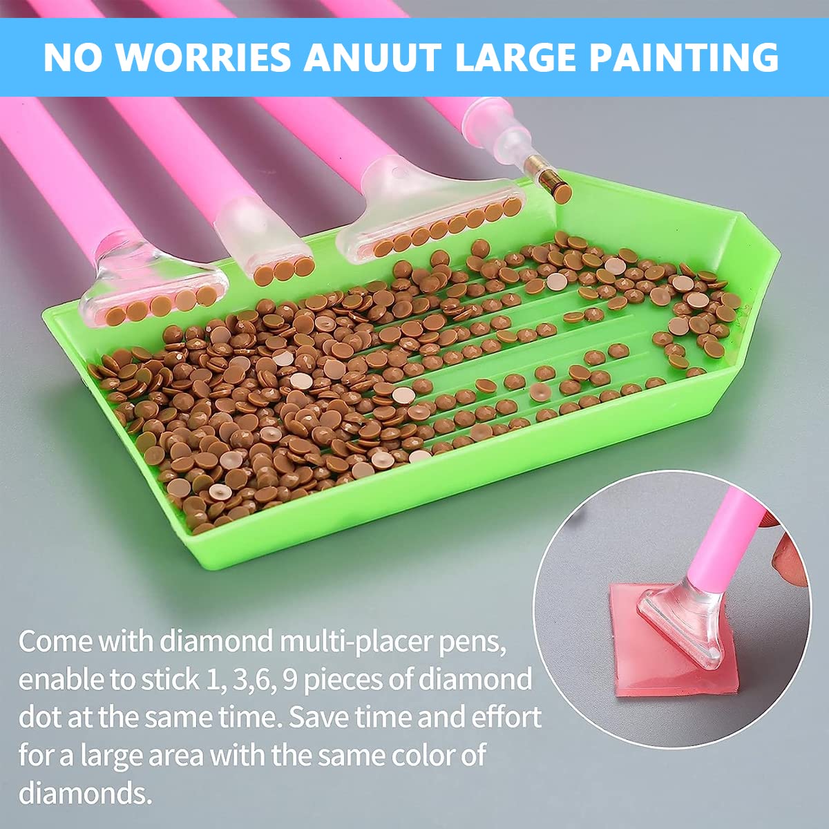 HASTHIP Diamond Painting Tools Kit for 5D DIY Crafts with 9 Pens and 28 Grid Box | Without Diamonds