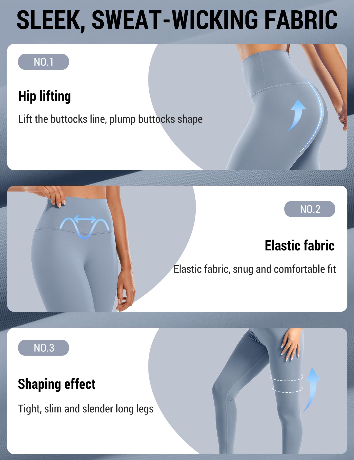 Venzina Women's Legging Yoga Pants for Workout and Running with Tummy Control | Gray 7/8 High Waisted Seamless Design