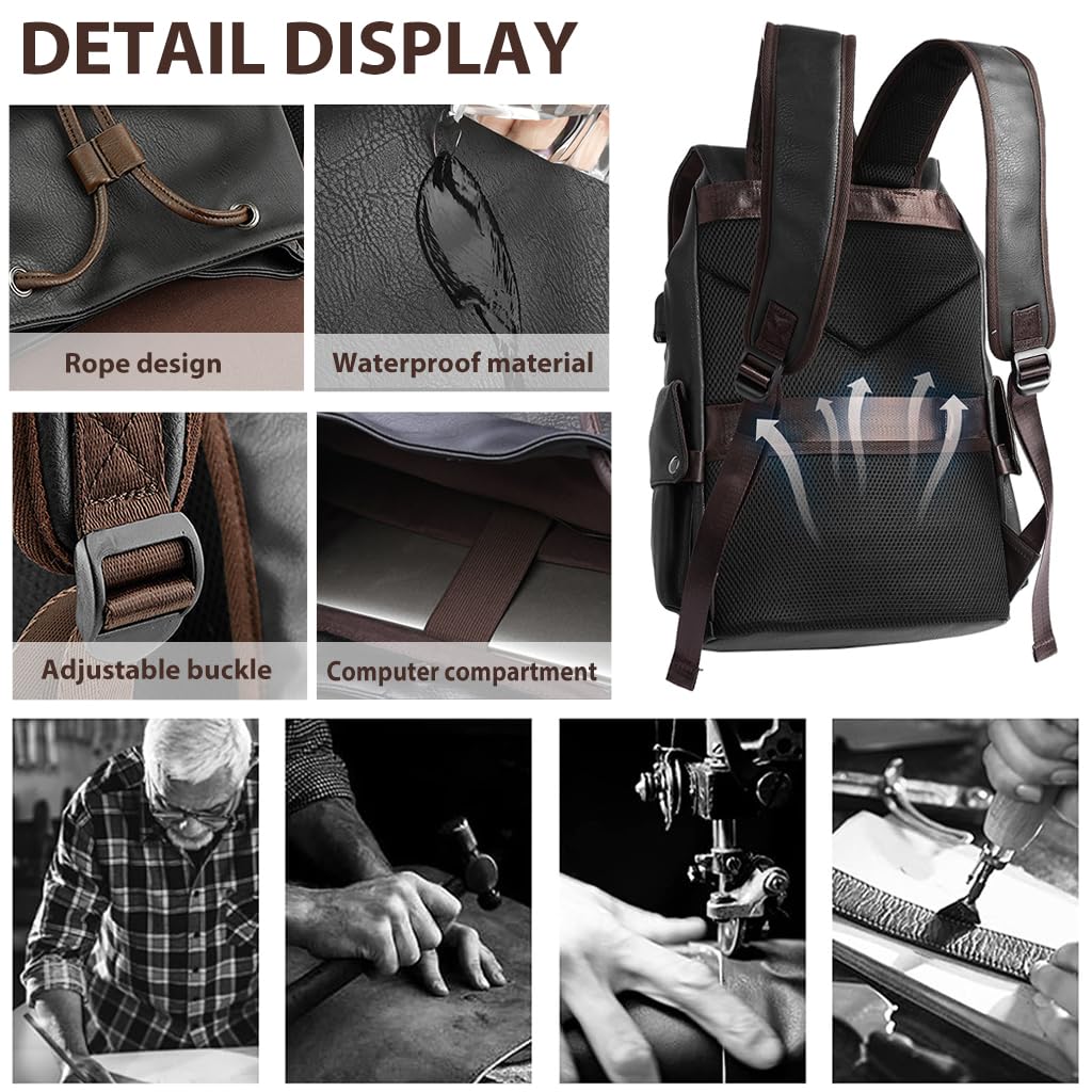 GUSTAVE Laptop Backpack for Business and Travel with 15.6‑Inch Storage | Sleek PU Black