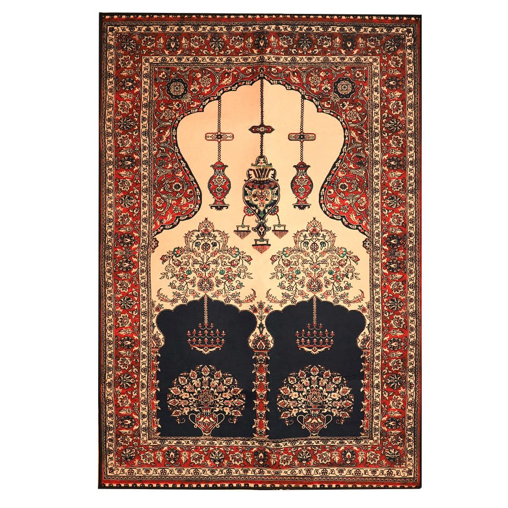 HASTHIP Prayer Mat for Muslims with Anti Slip Bottom and Tassels 120×80cm Soft Velvet Rug