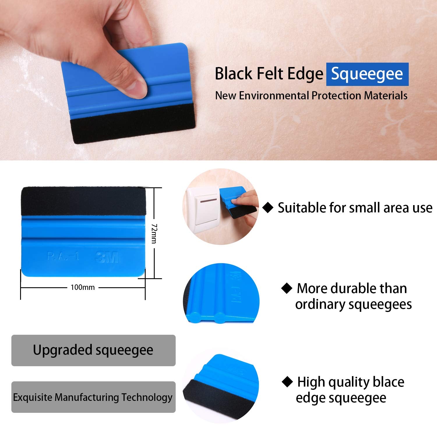 ZIBUYU Wallpaper Scraper Tool Kit for Car Wrap and Film with Ergonomic Handle | Includes Cutter and 10 Replacement Blades