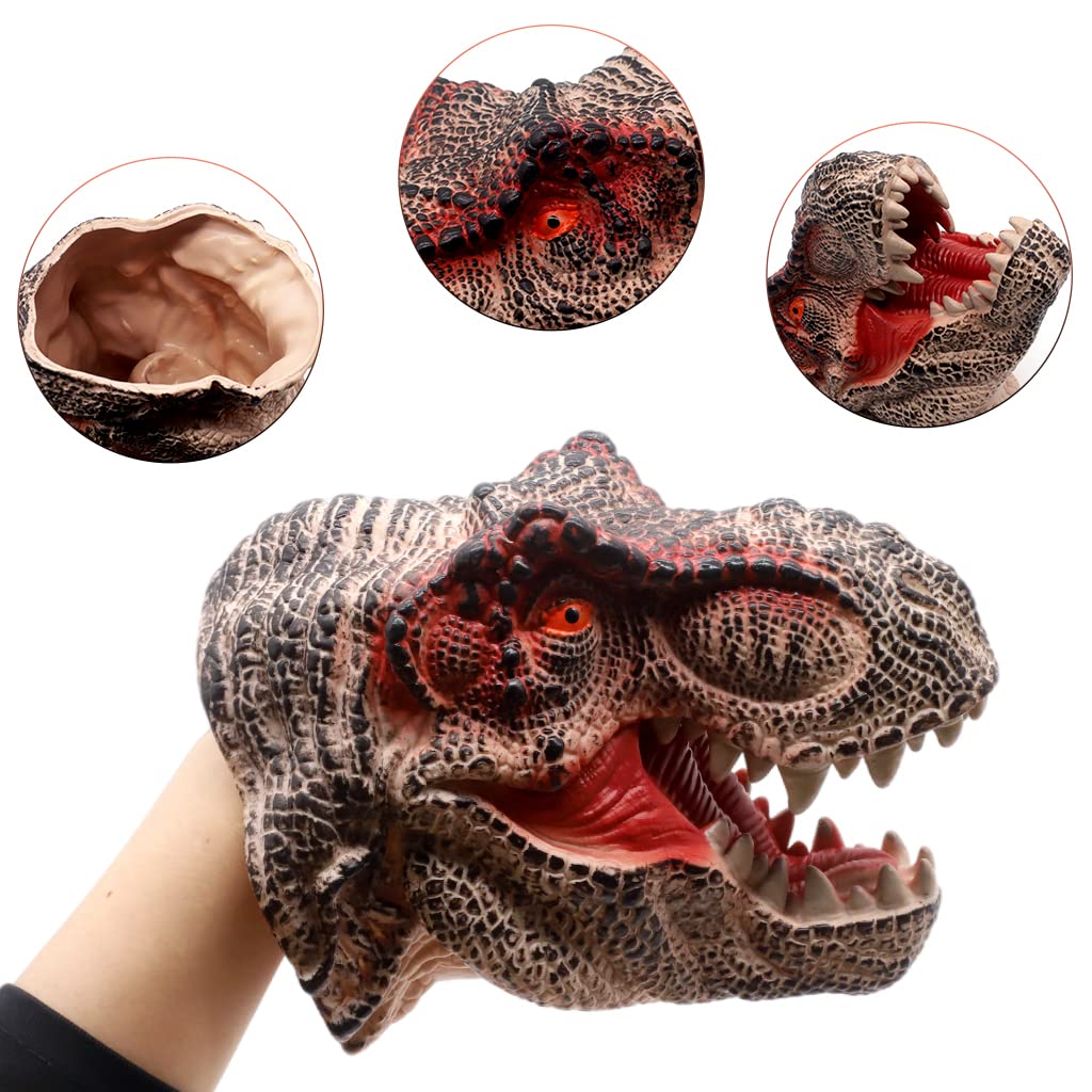 PATPAT Dinosaur Toys Hand Puppet, Puppet Toys for Kids, Soft Rubber Realistic Tyrannosaurus Puppet Dino Toys for Kids Boys Girls Role Play(Bronze T-rex)