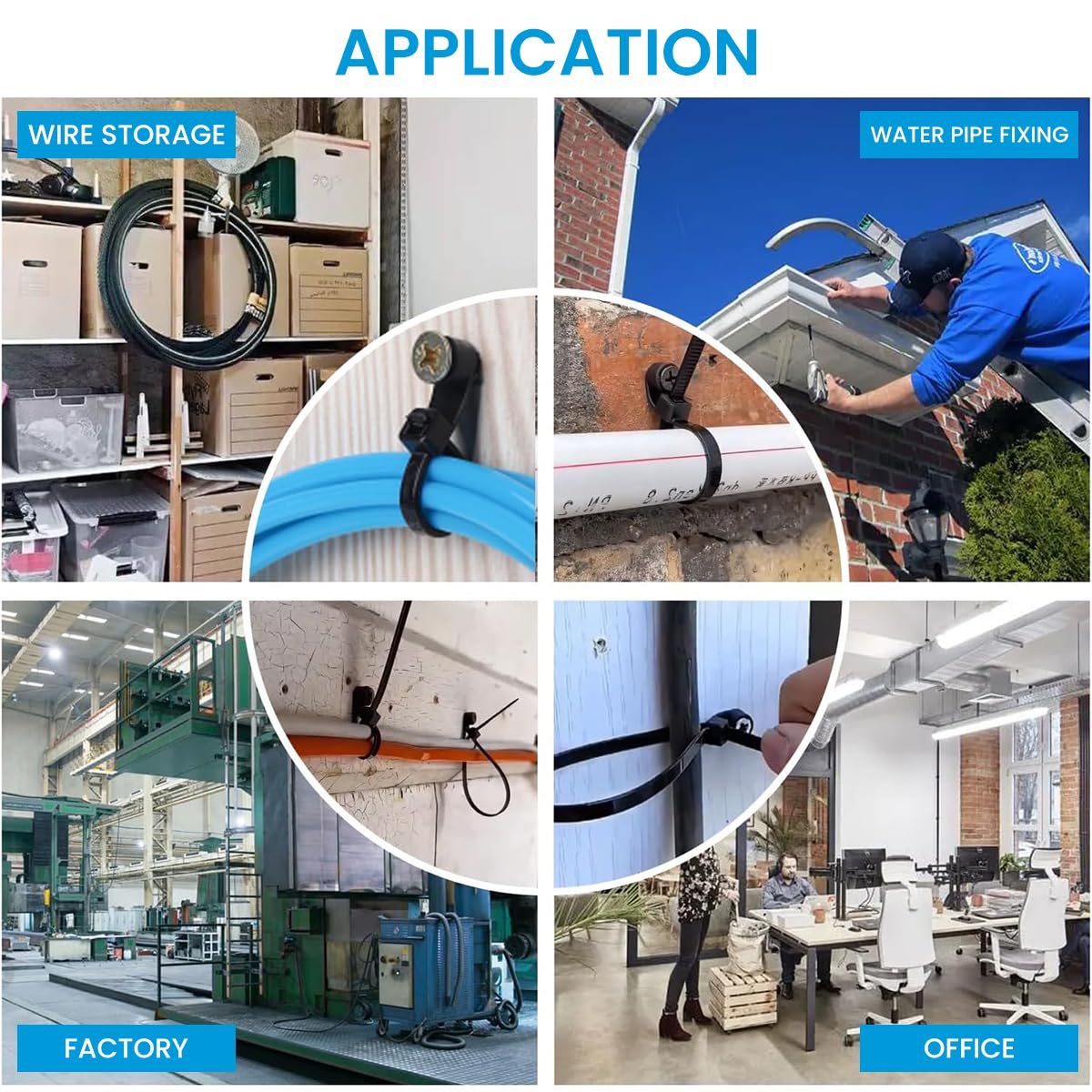 Serplex Mountable Cable Ties for Cable Organization featuring Screw Hole Design 200 pcs 5.9 in Nylon