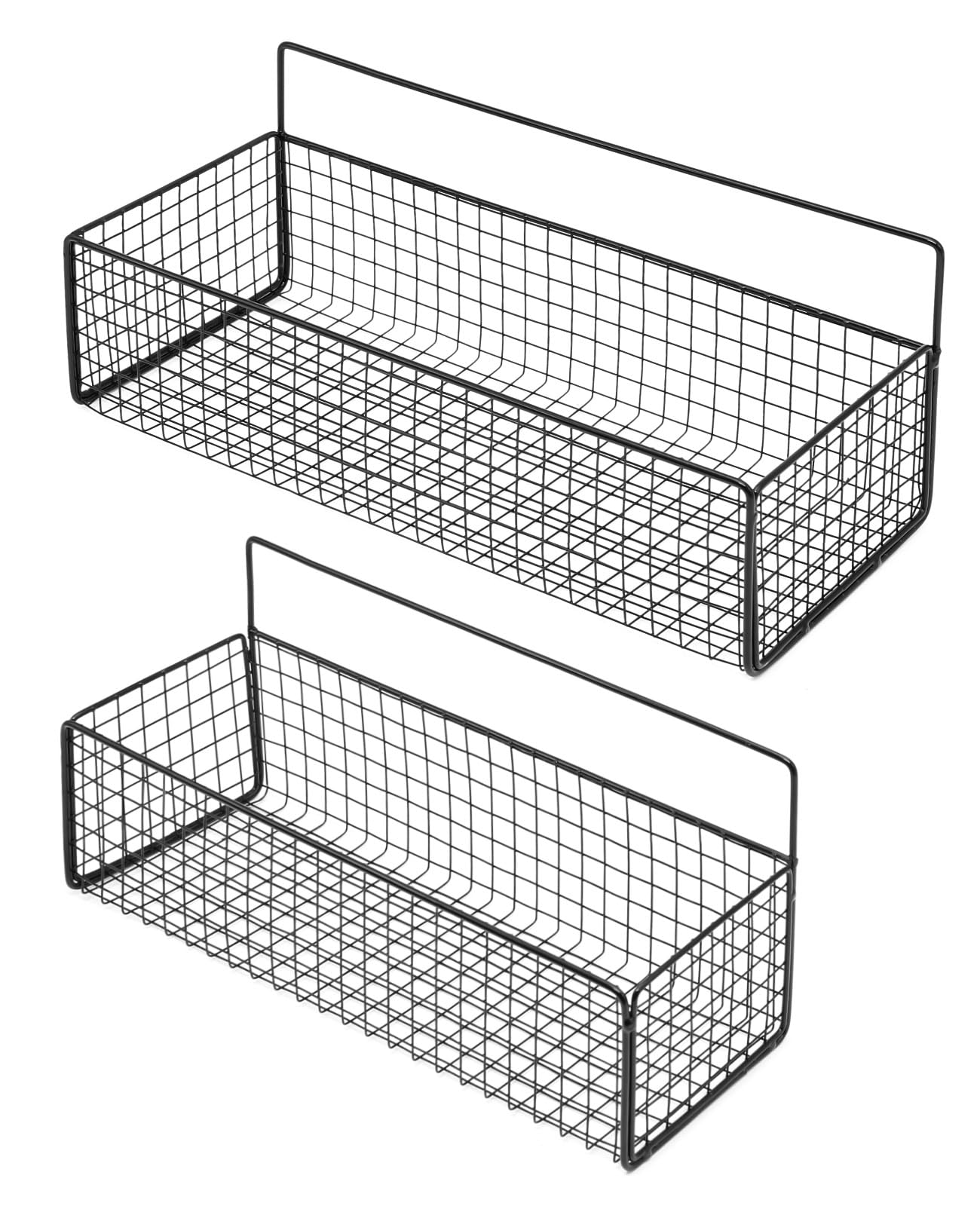 HASTHIP 2Pcs Kitchen Organizer Basket Wire Basket Organizer Shower Caddy No Drill Wall Mounting Multipurpose Metal Basket Organizer for Kitchen, Bathroom, Living Room, Dorm, Size M/L
