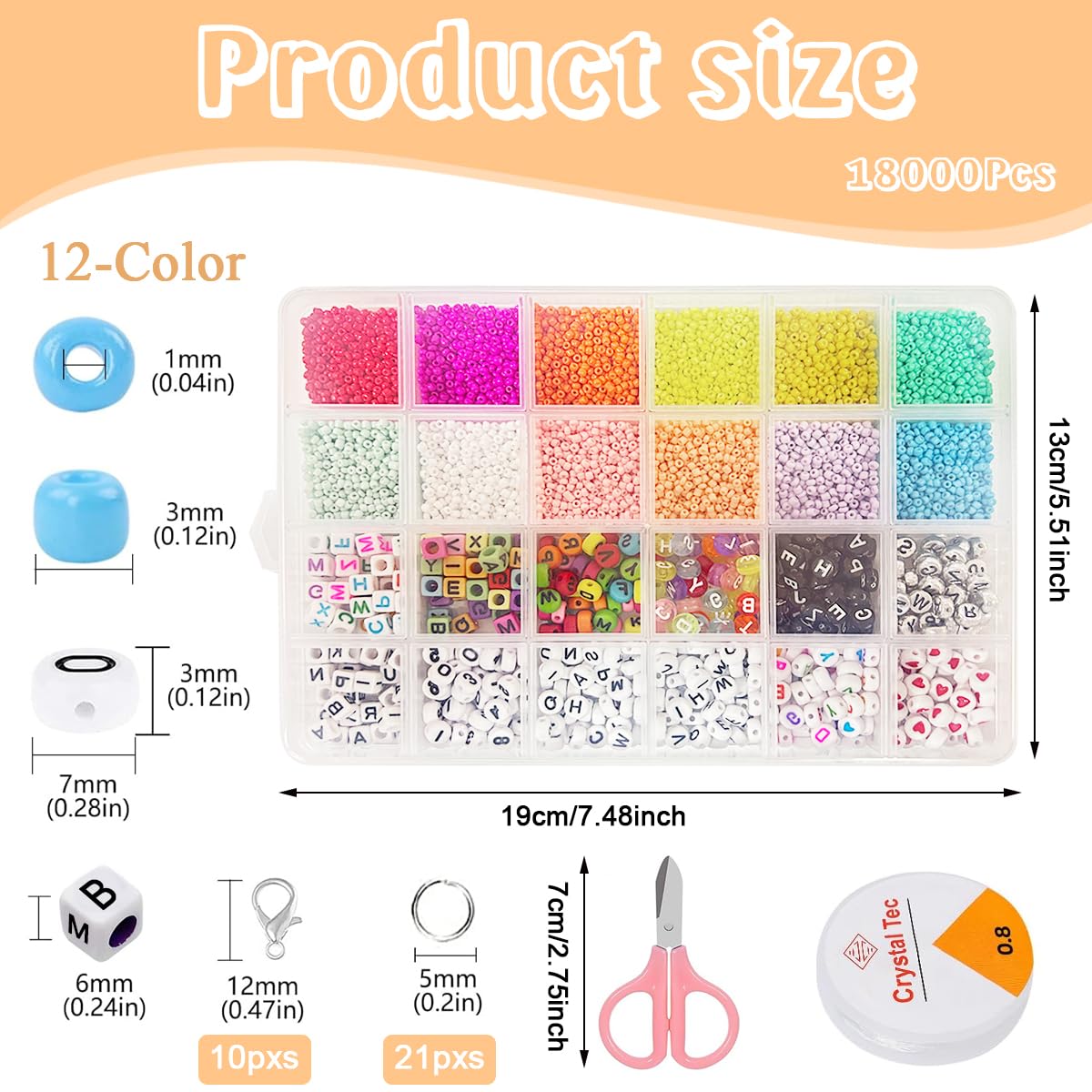 SANNIDHI Seed Beads Kit for Jewellery Making with 8000pcs 3mm Beads and Letter Styles | DIY Crafts for Kids and Adults