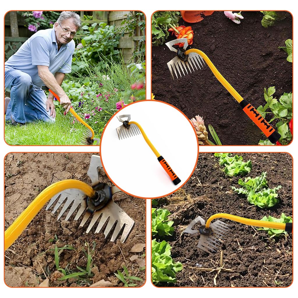 HASTHIP Gardening Hand Weeder Tools for Home Garden with 11 Claw Steel Head 33cm | Portable Weed Puller