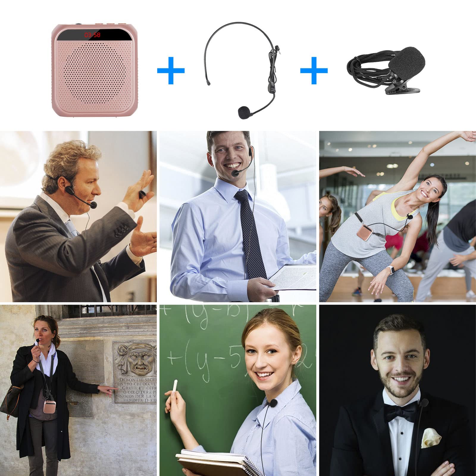 ZORBES Voice Amplifier for Teachers with 2200 mAh Rechargeable Battery and DSP Noise Reduction | Portable Microphone Headset Set