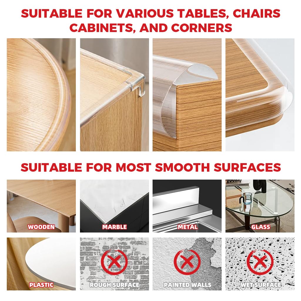 HASTHIP Edge Protector for Baby Proofing with 16.4 ft Strip and Clear Triangle Guards
