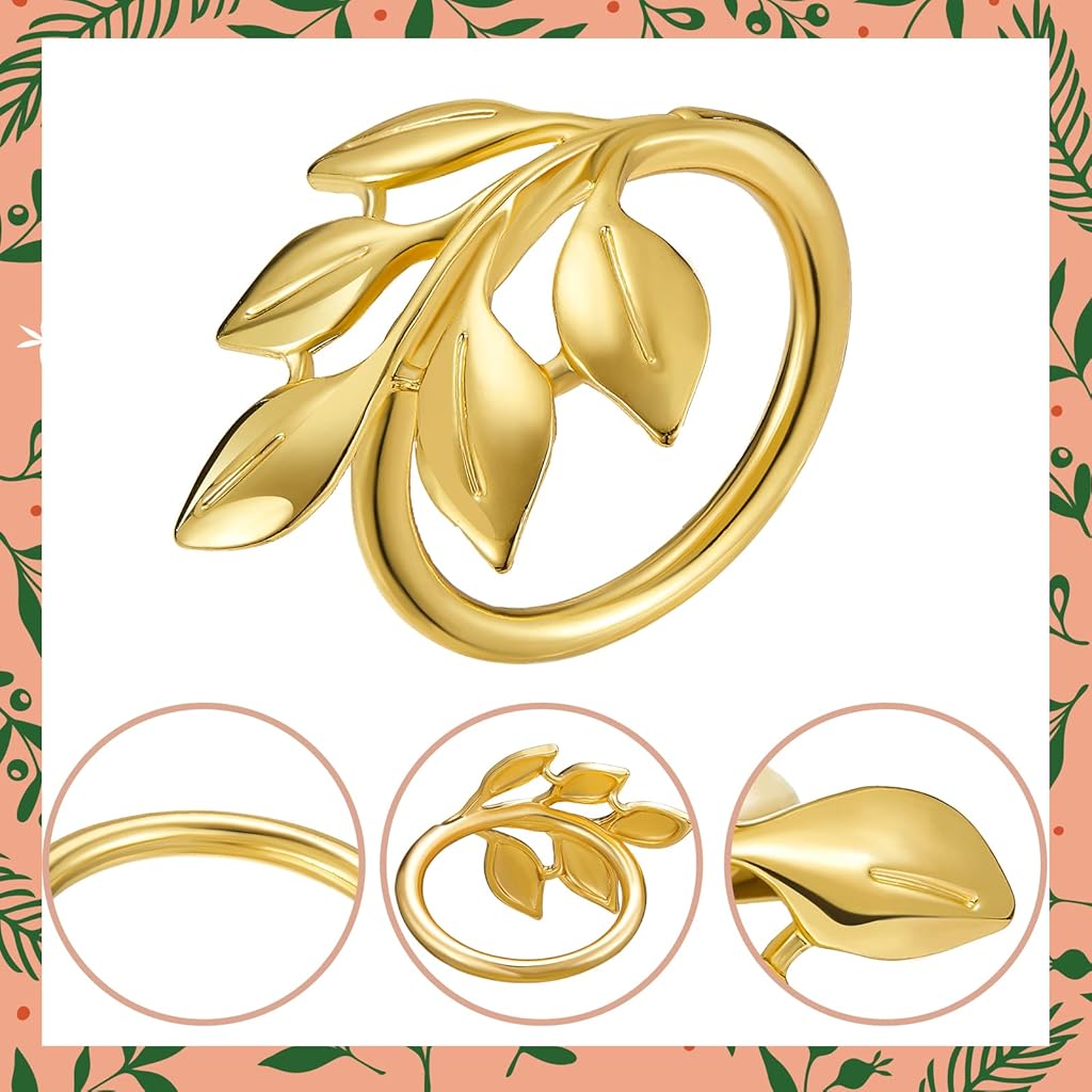 ZIBUYU® 24PCS Golden Leaf Napkin Ring Deluxe for Dining Table Wedding Feast Banquet Festival