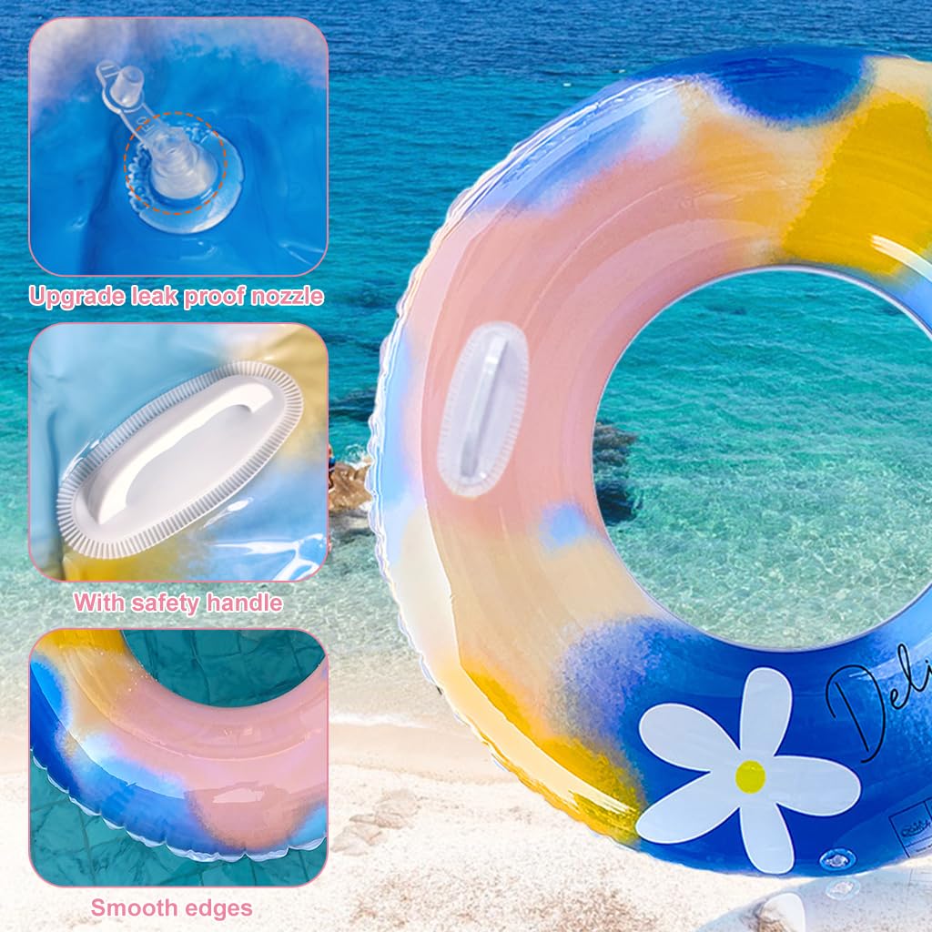 Proberos Inflatable Swimming Ring for Adults with Dual Handles and Leakproof Valve 75cm PVC | Pool and Beach Float