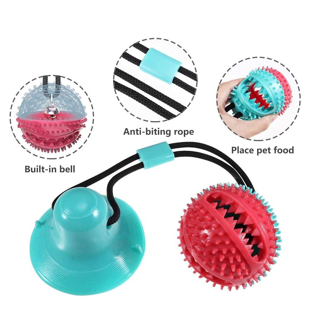 Qpets® Dog Chew Toy Dogs Interactive Toy with Suction Cup TPR Safe Material Teeth Cleaning Toy for Medium, Small Dog, Teething Toys for Puppy Dog Chew Toys