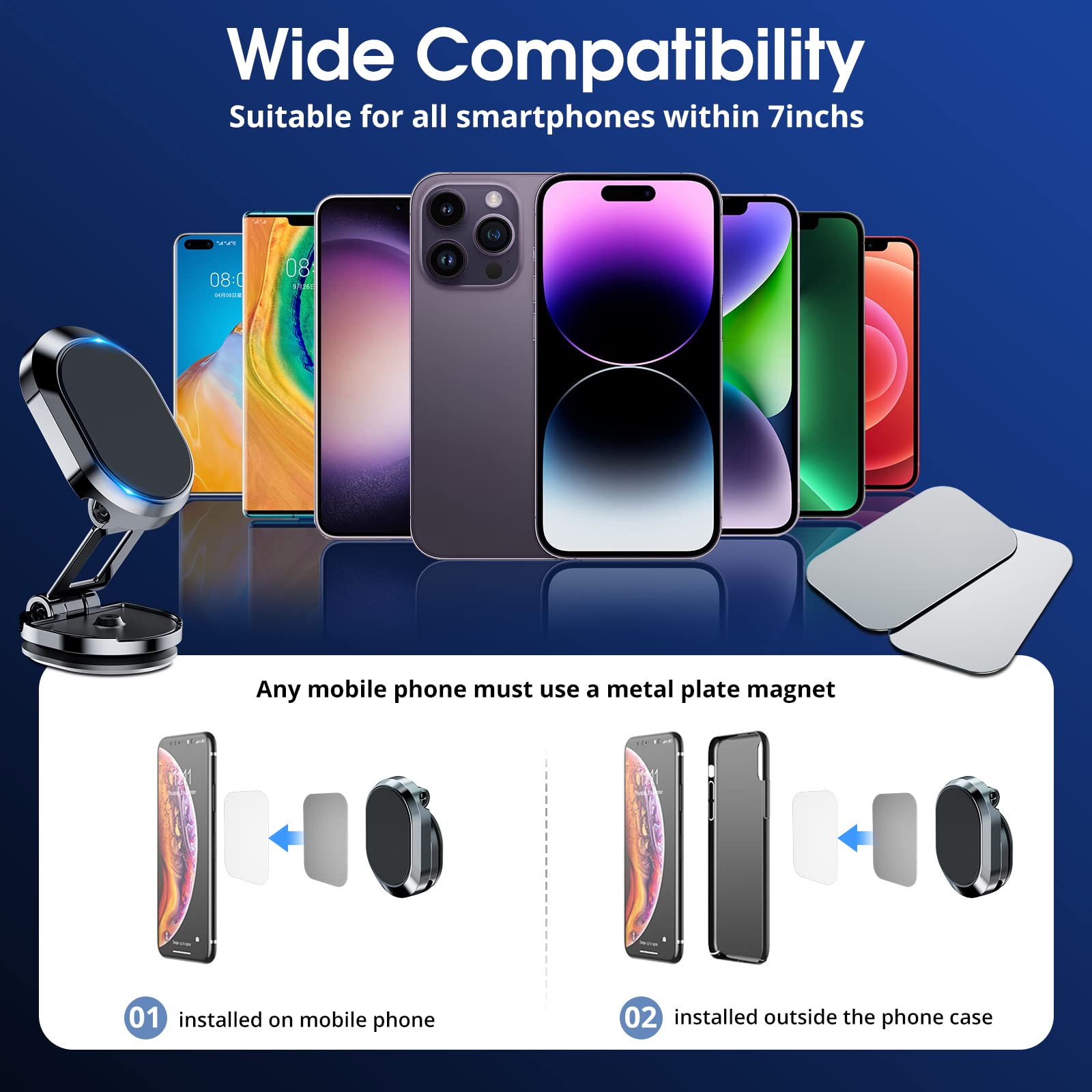 STHIRA Magnetic Mobile Holder for Car with 6 N52 Magnets and Adjustable Alloy Arm | Easy Installation