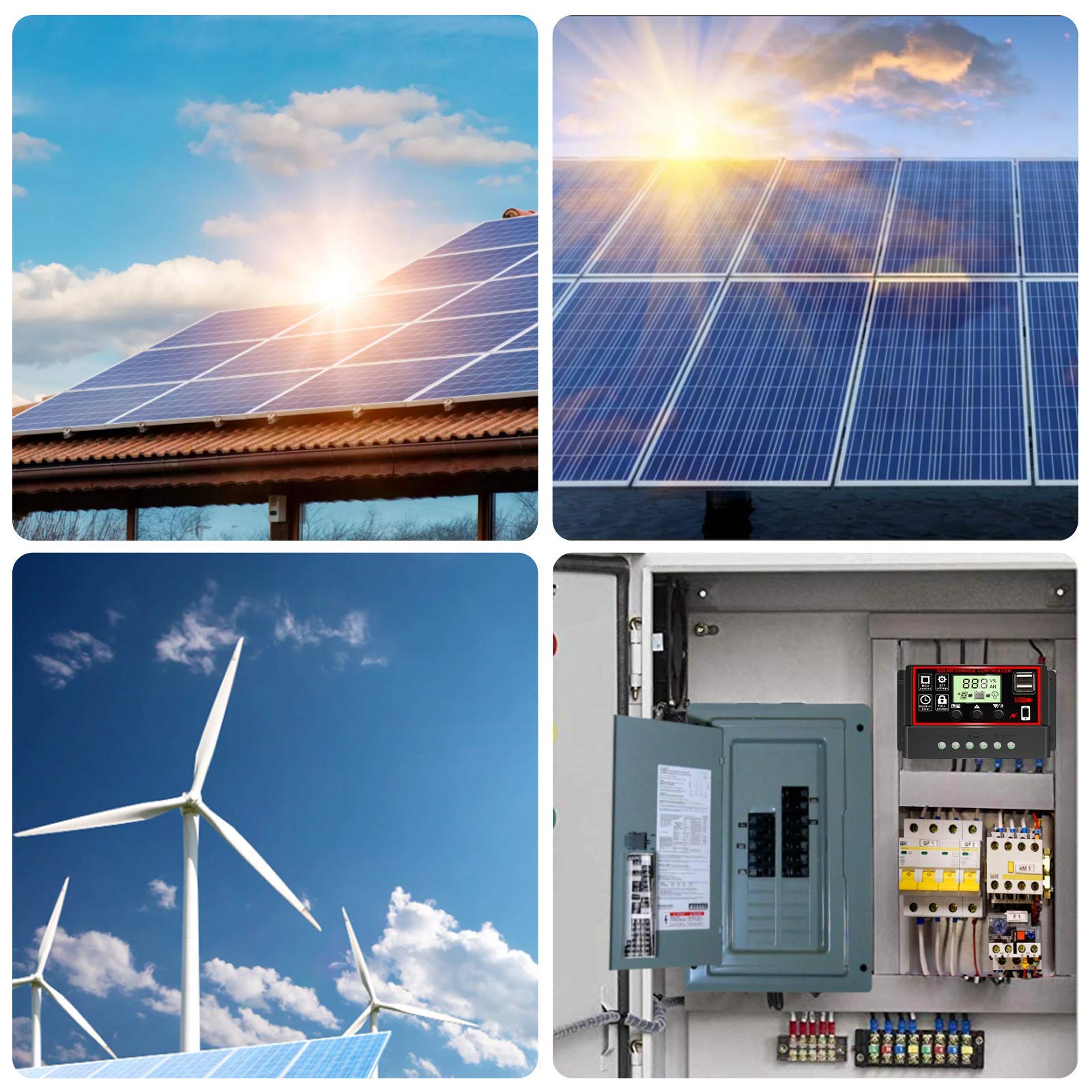 HASTHIP Solar Charge Controller for 12V 24V Panels with LCD Display & Dual USB 20A | Intelligent Battery Regulator