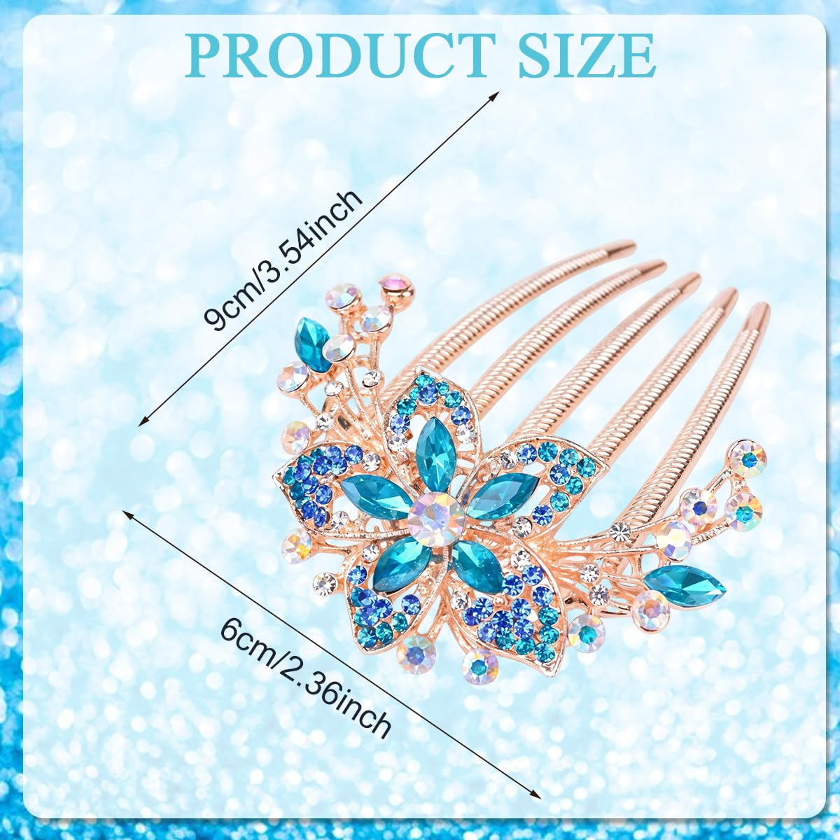 SANNIDHI Hair Clips for Styling with 3.3 in 5-Tooth Design Floral Rhinestones | Women’s Party Accessory