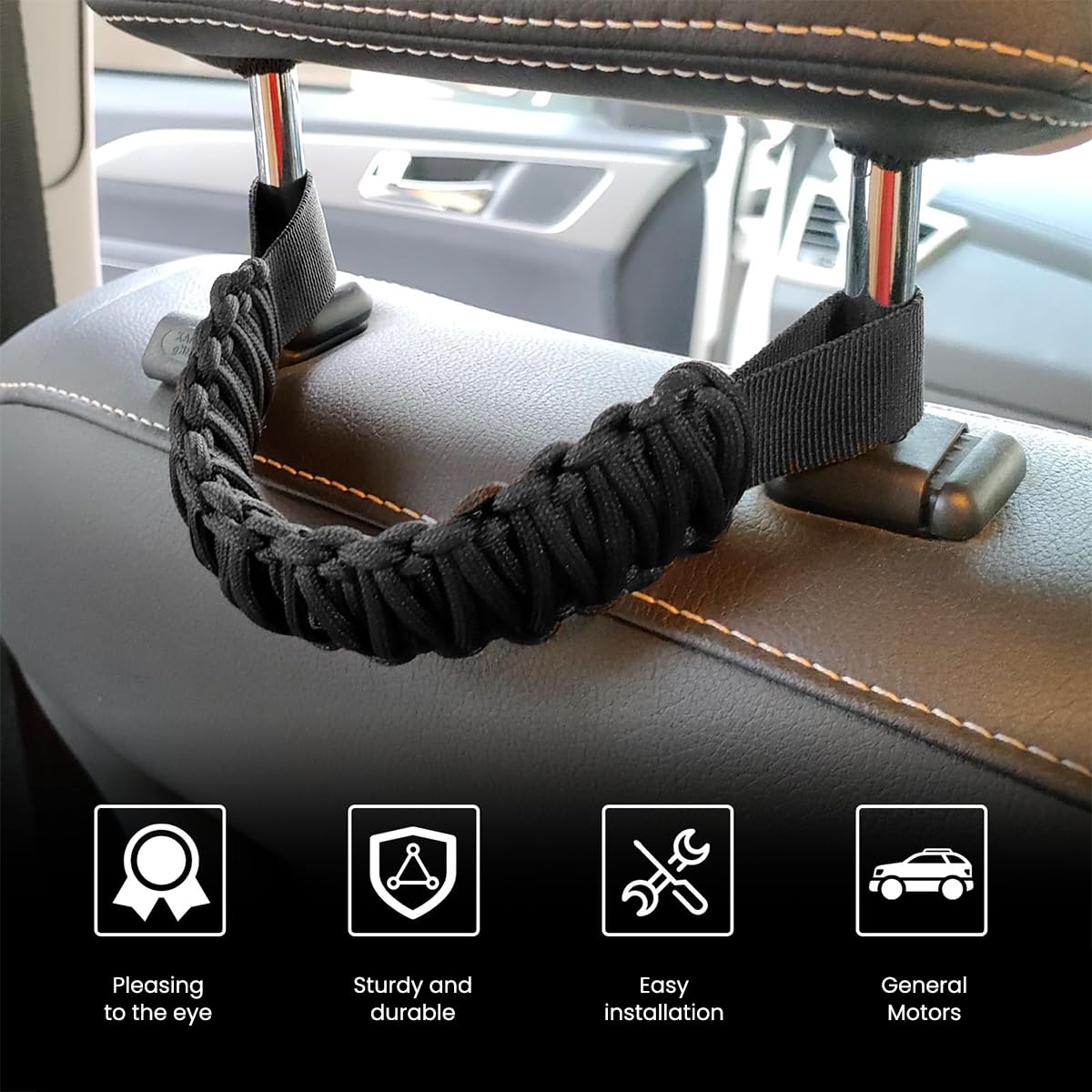 STHIRA Car Seat Headrest Grab Handles for Rear Passenger Support 11.81 in Nylon | Easy Install