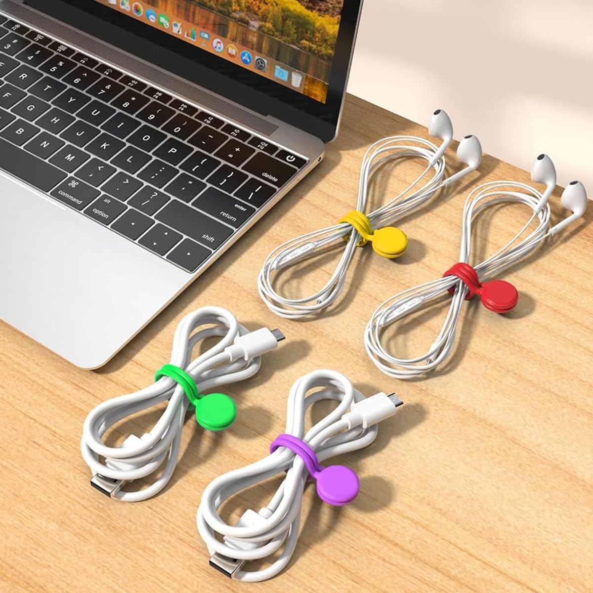 ZORBES Magnetic Cable Ties for Office and Home Organization featuring 10pcs 4.6in Design | Colorful Reusable Silicone Cord Organizer